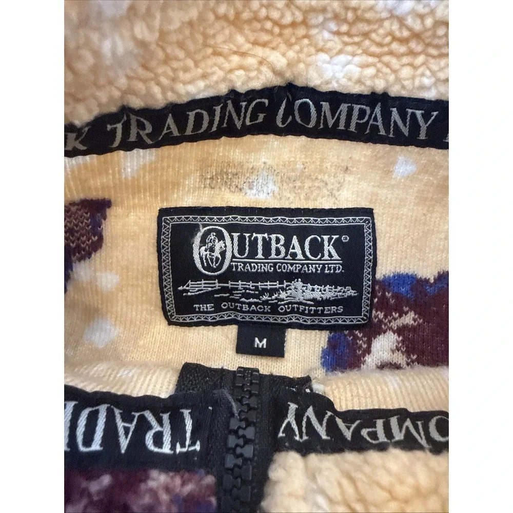 VTG RARE Kids Outback Trading Company Fleece‎ Jacket Bear Print Full Zip Size M
